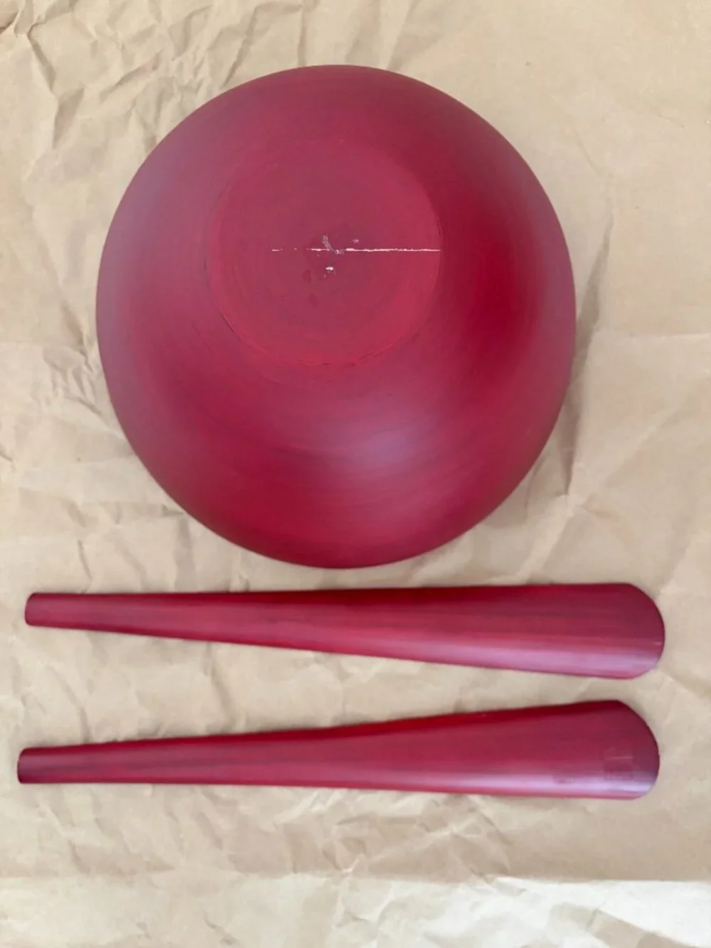 NWOT Crate & Barrel Dark Red Large Round Salad Serving Bowl Set